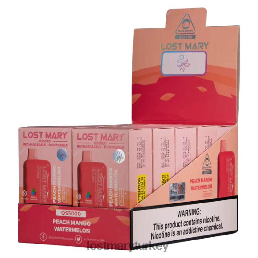 LOST MARY Vape - kayıp mary os5000 şeftali mango karpuz ZXVTXX54
