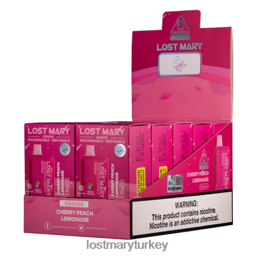 LOST MARY Vape - kayıp mary os5000 kiraz şeftalili limonata ZXVTXX24