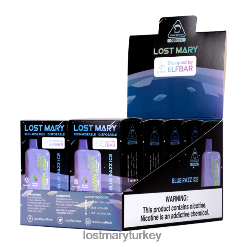 LOST MARY Vape - kayıp mary os5000 mavi razz buz ZXVTXX14